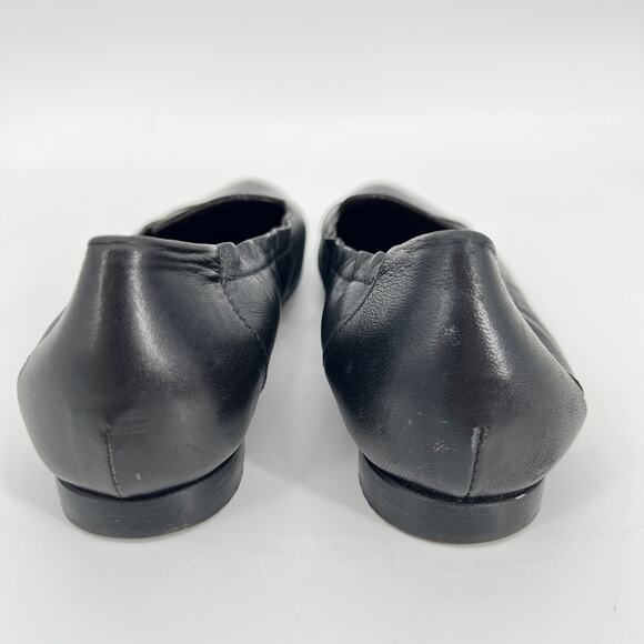 AGL Cap Toe Loafer Women EU 37.5 US 7.5 Black Leather Patent Ballet Flat Italy - Picture 4 of 9